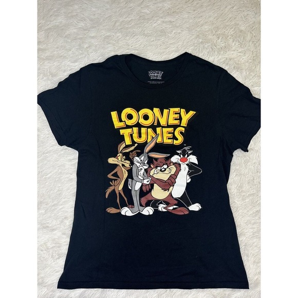 LOONEY TUNES Big Kid’s Graphic Logo Tee Black‎ Short Sleeve Size Medium - Picture 1 of 10
